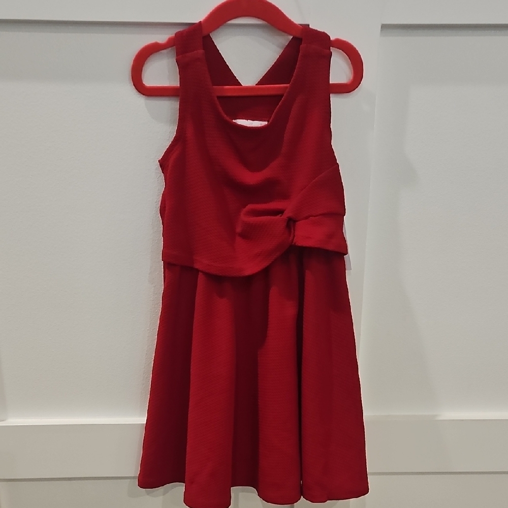 Red Sleeveless Dress with Bow NWT Size 6
